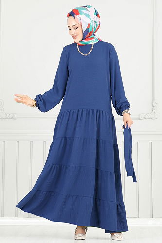 moda selvim الفستان ازرق 020MR1078 - Thumbnail