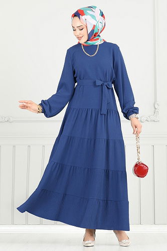 moda selvim الفستان ازرق 020MR1078 - Thumbnail