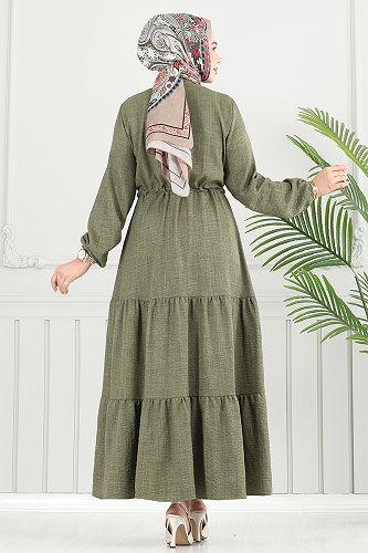 moda selvim Dress 024MR1077-M Khaki - Thumbnail