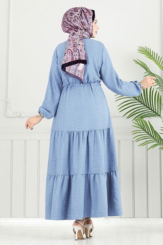 moda selvim Dress 024MR1078 Baby Blue - Thumbnail