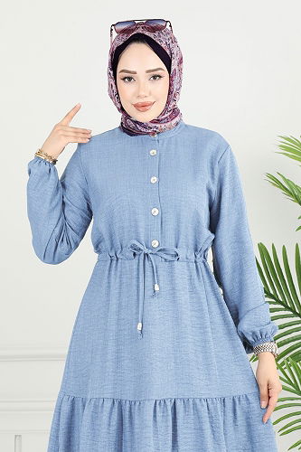 moda selvim الفستان أزرق فاتح 024MR1078 - Thumbnail