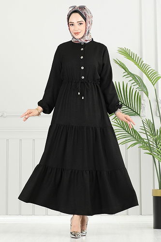moda selvim Dress 024MR1078 Black - Thumbnail