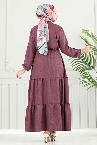 moda selvim Dress 024MR1078 Dark Rose Dusky - Thumbnail