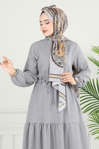 moda selvim Dress 024MR1078 Gray - Thumbnail