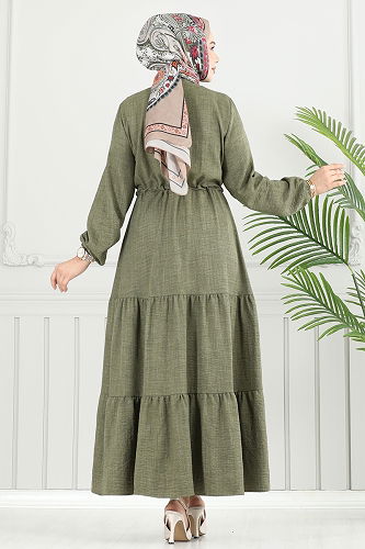 moda selvim الفستان اخضر عفني 024MR1078 - Thumbnail