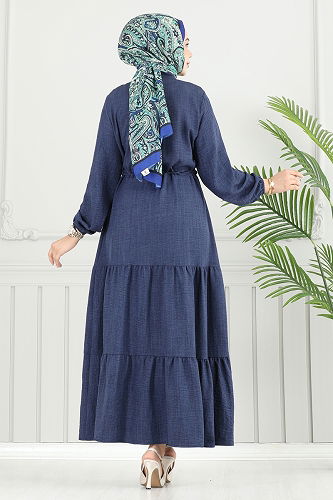 moda selvim الفستان كحلي 024MR1078 - Thumbnail