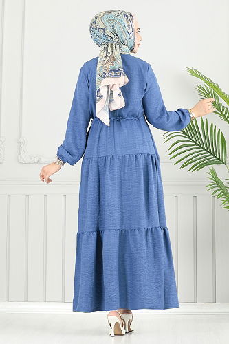 moda selvim الفستان ازرق 025MR1077-M - Thumbnail