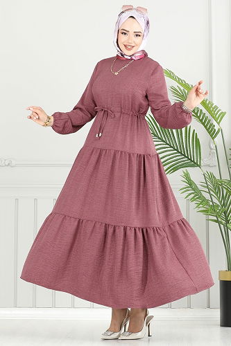 moda selvim Dress 025MR1078 Dark Rose Dusky - Thumbnail