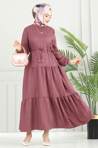 moda selvim Dress 025MR1078 Dark Rose Dusky - Thumbnail