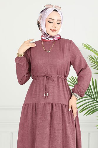 moda selvim الفستان وردي غامق 025MR1078 - Thumbnail