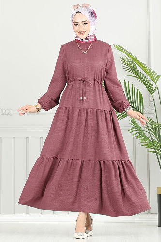 moda selvim الفستان وردي غامق 025MR1078 - Thumbnail