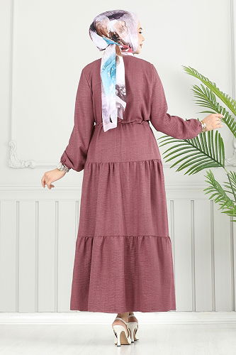 moda selvim الفستان وردي غامق 025MR1078 - Thumbnail
