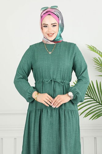 moda selvim Dress 025MR1078 Emerald - Thumbnail