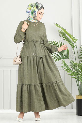 moda selvim Dress 025MR1078 Khaki - Thumbnail