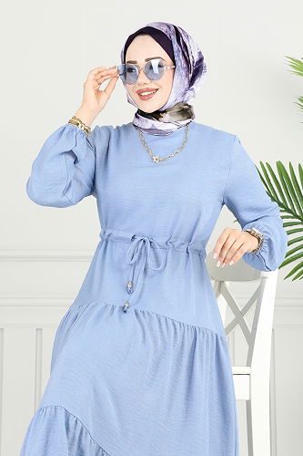 moda selvim Dress 025MR1078 Light Baby Blue - Thumbnail