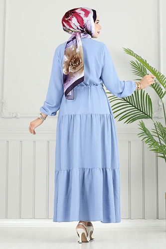 moda selvim الفستان أزرق فاتح 025MR1078 - Thumbnail