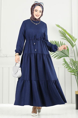 moda selvim الفستان كحلي فاتح 025MR1078 - Thumbnail