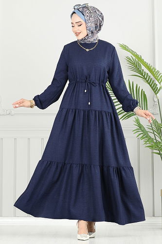 moda selvim Dress 025MR1078 Navy Blue - Thumbnail