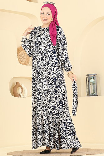 moda selvim Dress 027MR1078 Navy Blue - Thumbnail