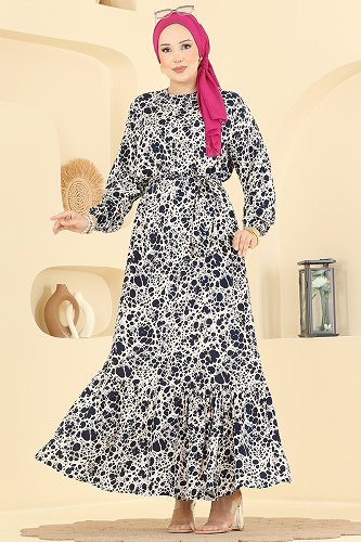 moda selvim Dress 027MR1078 Navy Blue - Thumbnail
