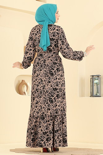 moda selvim الفستان بيج 027MR1078 - Thumbnail