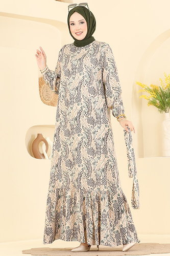 moda selvim Dress 028MR1078 Khaki - Thumbnail