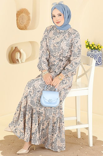 moda selvim Dress 028MR1078 Navy Blue - Thumbnail