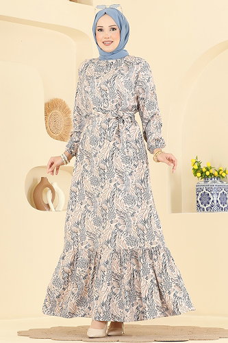 moda selvim Dress 028MR1078 Navy Blue - Thumbnail