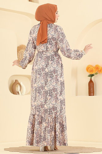 moda selvim الفستان قرميدي 028MR1078 - Thumbnail