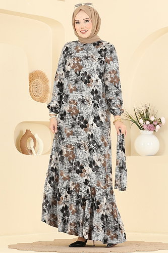 moda selvim Dress 029MR1078 Anthracite - Thumbnail