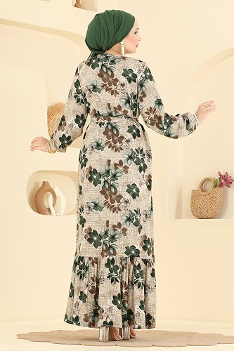moda selvim Dress 029MR1078 Khaki - Thumbnail