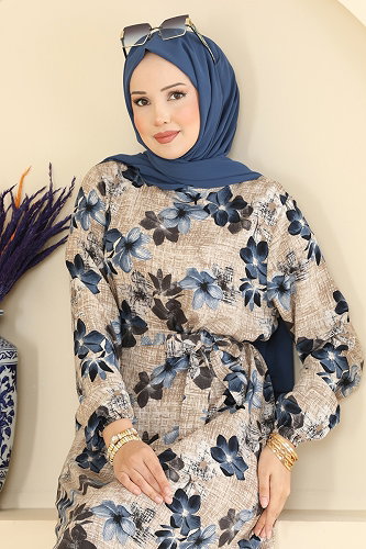 moda selvim Dress 029MR1078 Navy Blue - Thumbnail