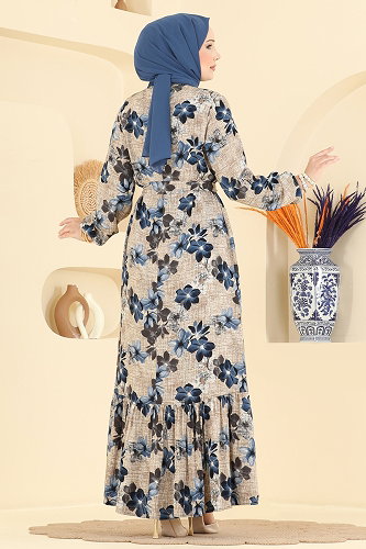 moda selvim Dress 029MR1078 Navy Blue - Thumbnail