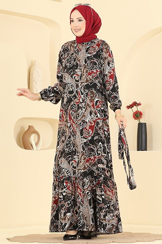 moda selvim Dress 030MR1078 Black - Thumbnail