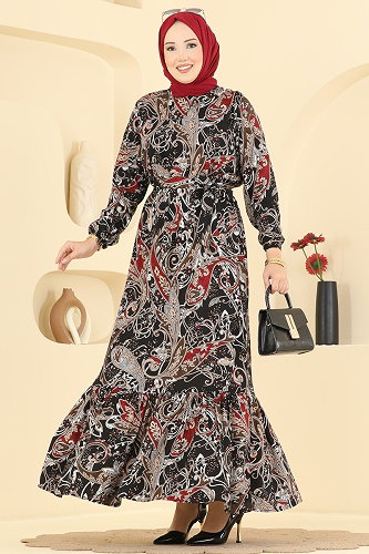 moda selvim Dress 030MR1078 Black - Thumbnail