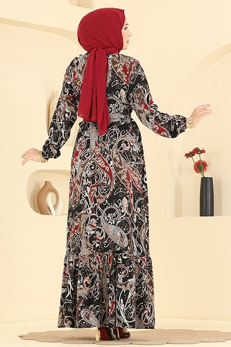 moda selvim الفستان أسود 030MR1078 - Thumbnail