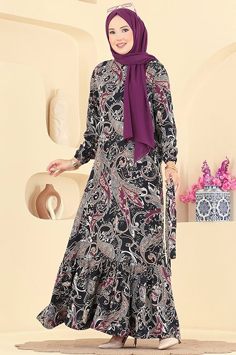 moda selvim Dress 030MR1078 Navy Blue - Thumbnail