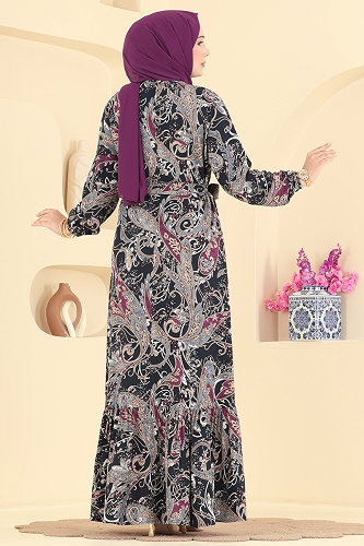 moda selvim الفستان كحلي 030MR1078 - Thumbnail