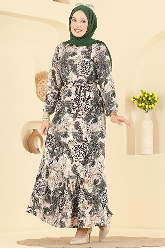 moda selvim Dress 031MR1078 Khaki - Thumbnail