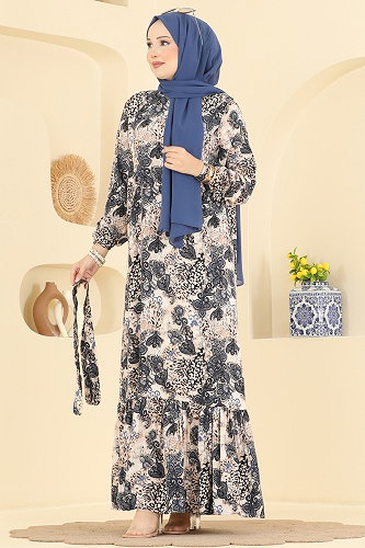 moda selvim الفستان كحلي 031MR1078 - Thumbnail