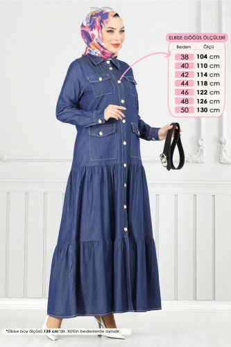 moda selvim Dress 0332MSA980 Dark Denim - Thumbnail