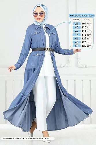 moda selvim Dress 0332MSA980 Light Denim - Thumbnail