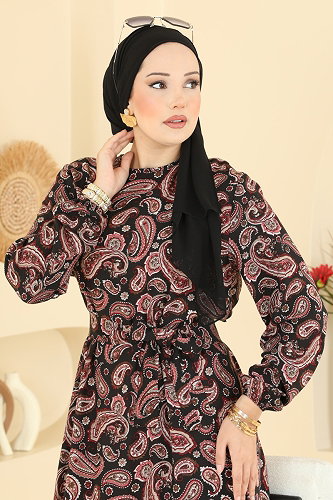 moda selvim Dress 033MR1078 Black - Thumbnail
