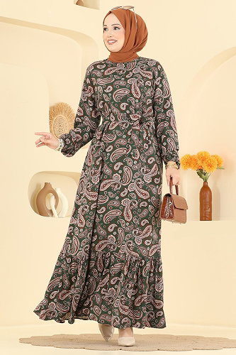 moda selvim Dress 033MR1078 Khaki - Thumbnail