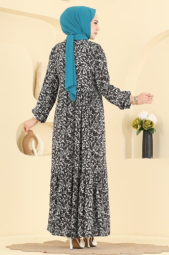 moda selvim Dress 036MR1078 Pattern3 Brown - Thumbnail