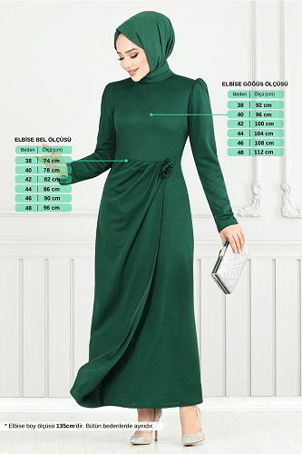 moda selvim Dress 0401ALG1079-M Emerald - Thumbnail