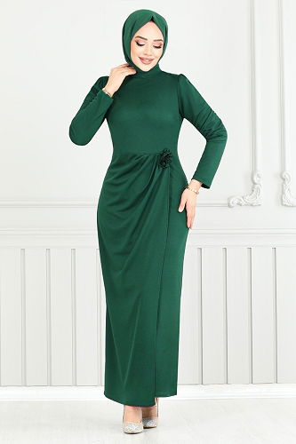 moda selvim الفستان زيتي 0401ALG1079-M - Thumbnail