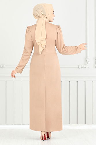 moda selvim الفستان بيج 0401ALG1079-M - Thumbnail