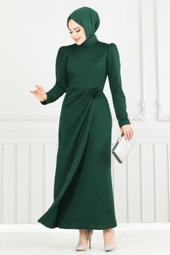 moda selvim Dress 0401ALG474 Emerald - Thumbnail