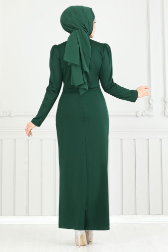 moda selvim Dress 0401ALG474 Emerald - Thumbnail